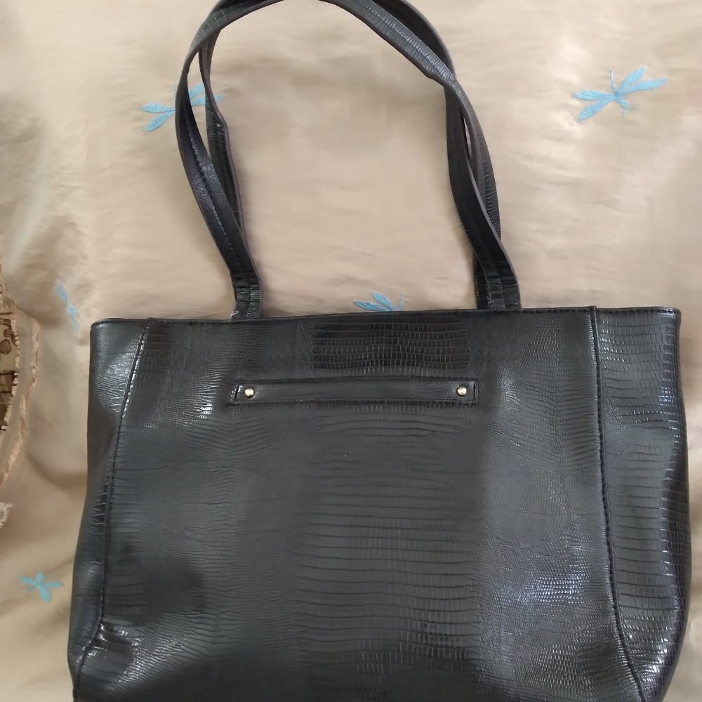 ANNE KLEIN women NEW w/Tag Handbag Black Lizard print faux leather Large17x10x4" - Picture 4 of 14